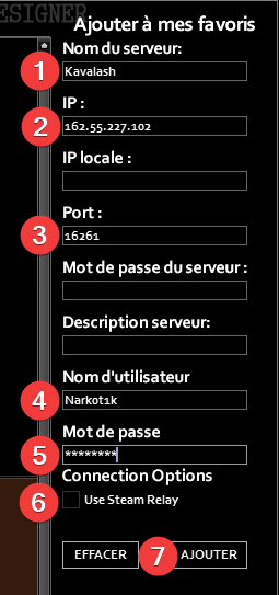 Formulaire Ajouter un serveur